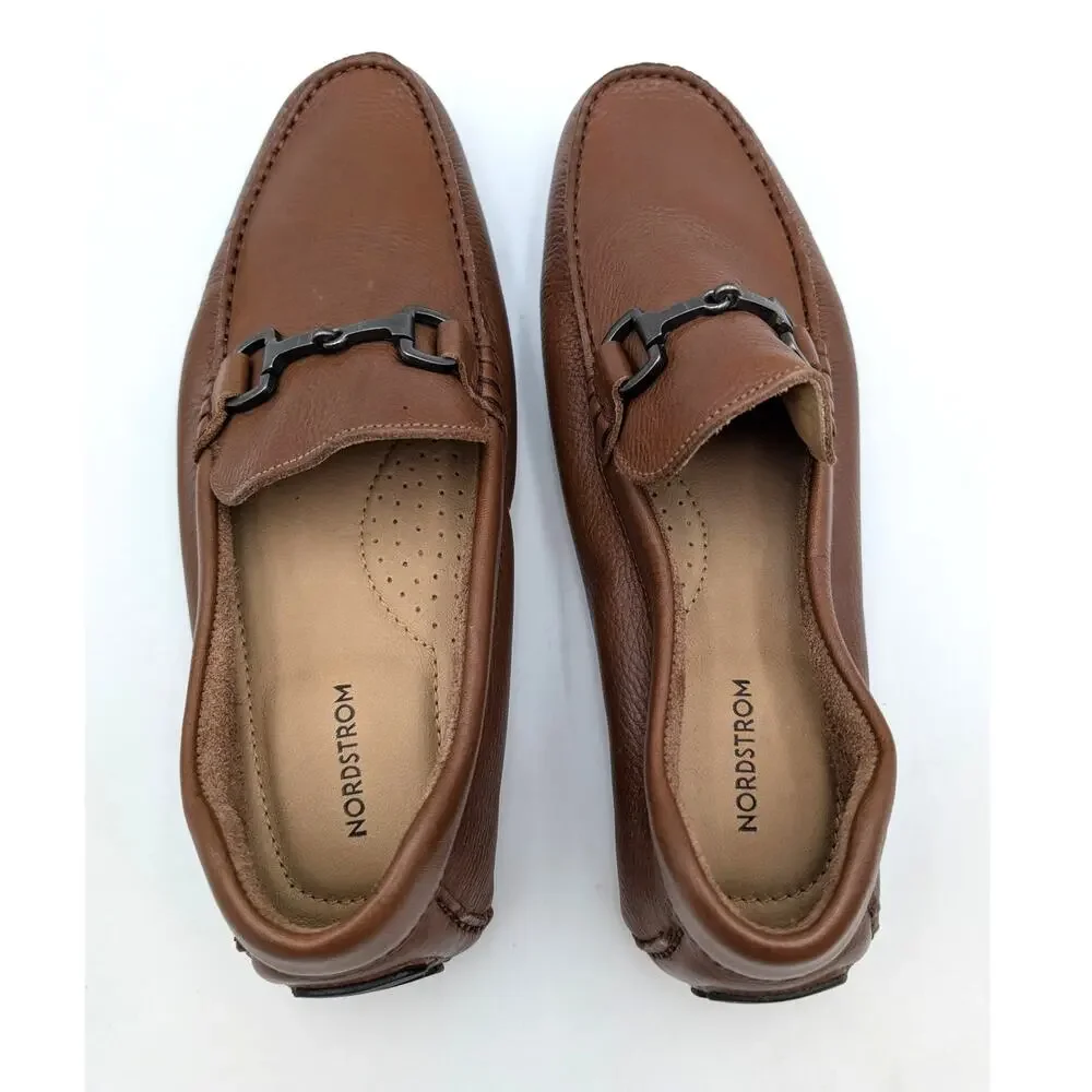 Nordstrom Bryce Bit Driving Shoe Round Toe Men's Brown Leather Size US9M EU42